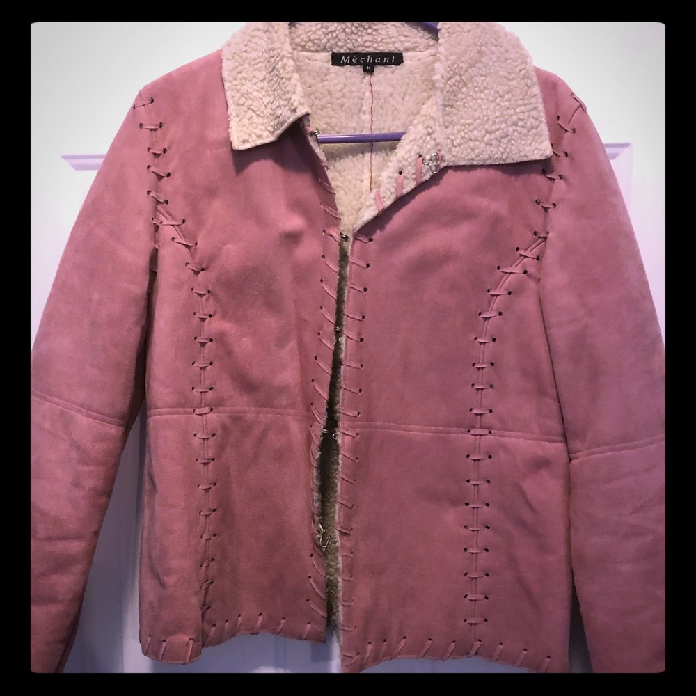 Faux pink suede jacket
